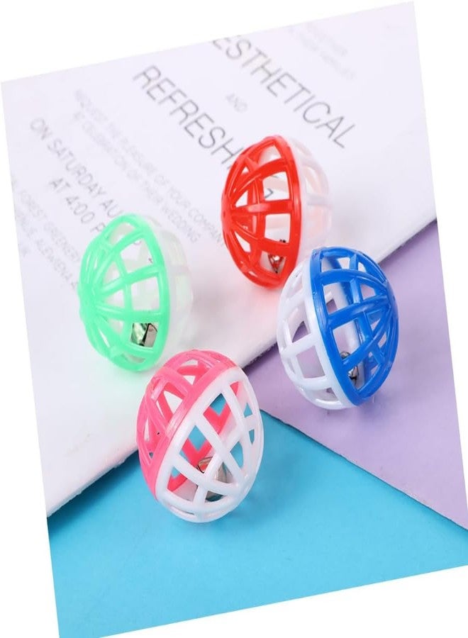 KittuPet Cat Toy Ball with Bell, Pet Toy Cat Bell Ball Cat Toy with Bell Cat Jingle Balls for Cats Kitten, Plastic Cat Toys Jingle Balls Pounce Chase Rattle Ball Toys Random Color 4 pcs Ball - Image 1